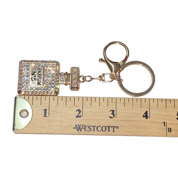 ✨NEW✨ 3pc Crystal Bling Clear Faux Diamond Perfume Parfum Bottle Charm Keychains - Picture 7 of 12